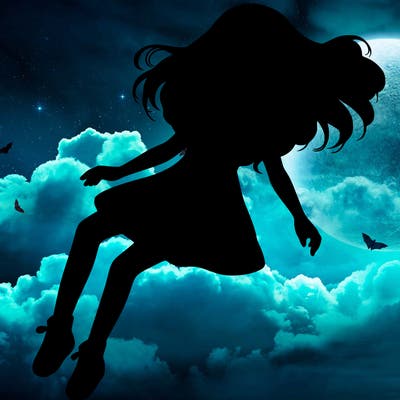 realistic girl floating