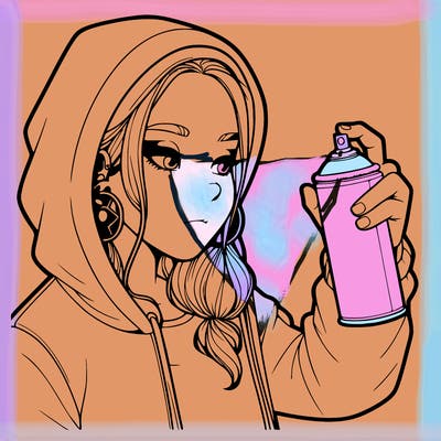 a realistic girl, spray painting