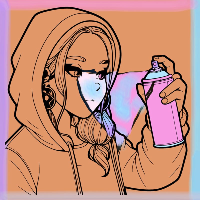 a realistic girl, spray painting