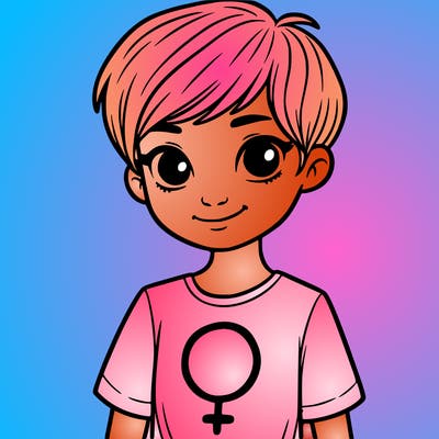 girl with pixie cut and feminist shirt