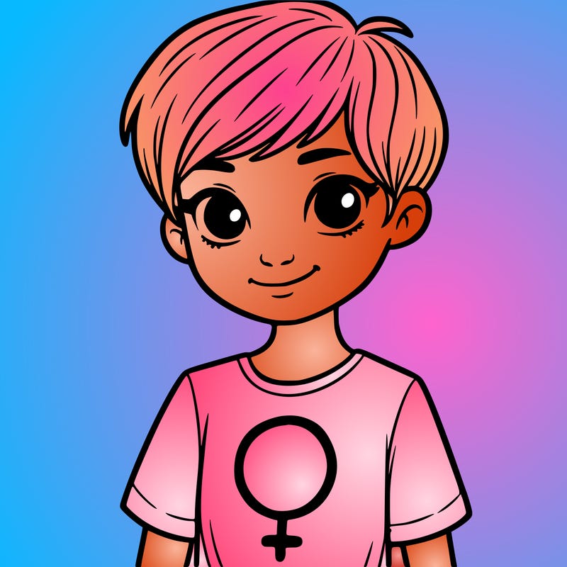 girl with pixie cut and feminist shirt