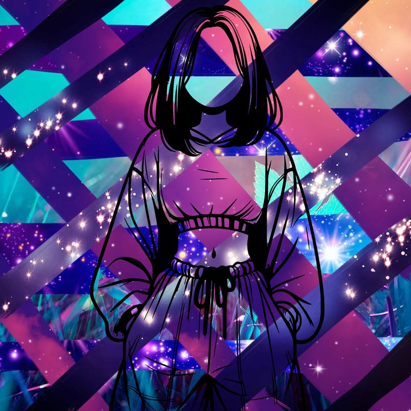 realistic girl faceless with baggy pants and a crop top