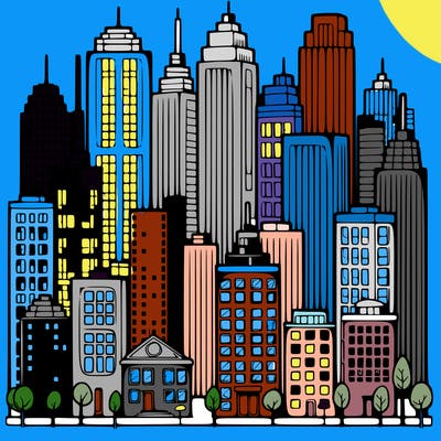 a city with skyscrapers