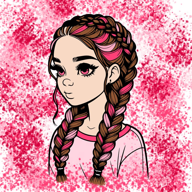 realistic girl with braids
