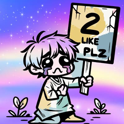 small poor toddler crying with sign that says 2 like plz