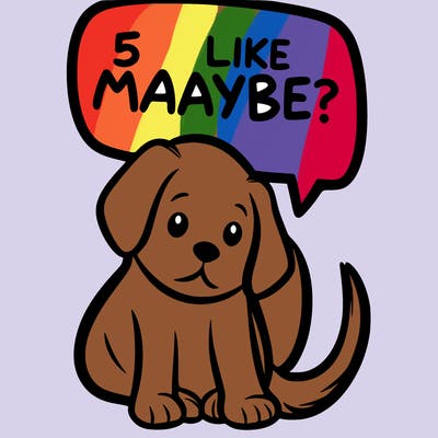 a puppy that says 5 like maybe