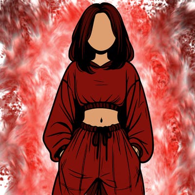 realistic girl faceless with baggy pants and a crop top