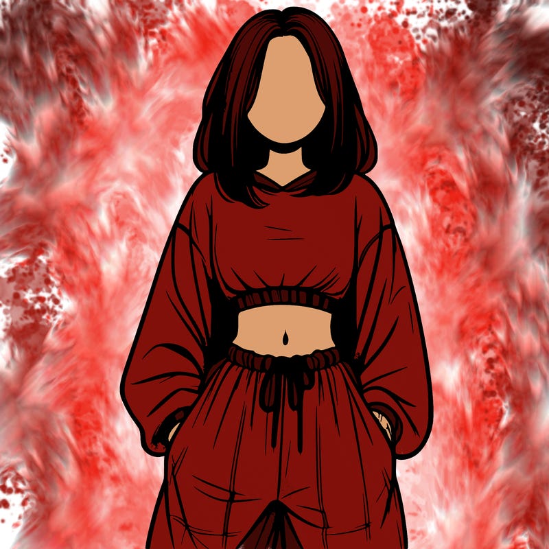 realistic girl faceless with baggy pants and a crop top