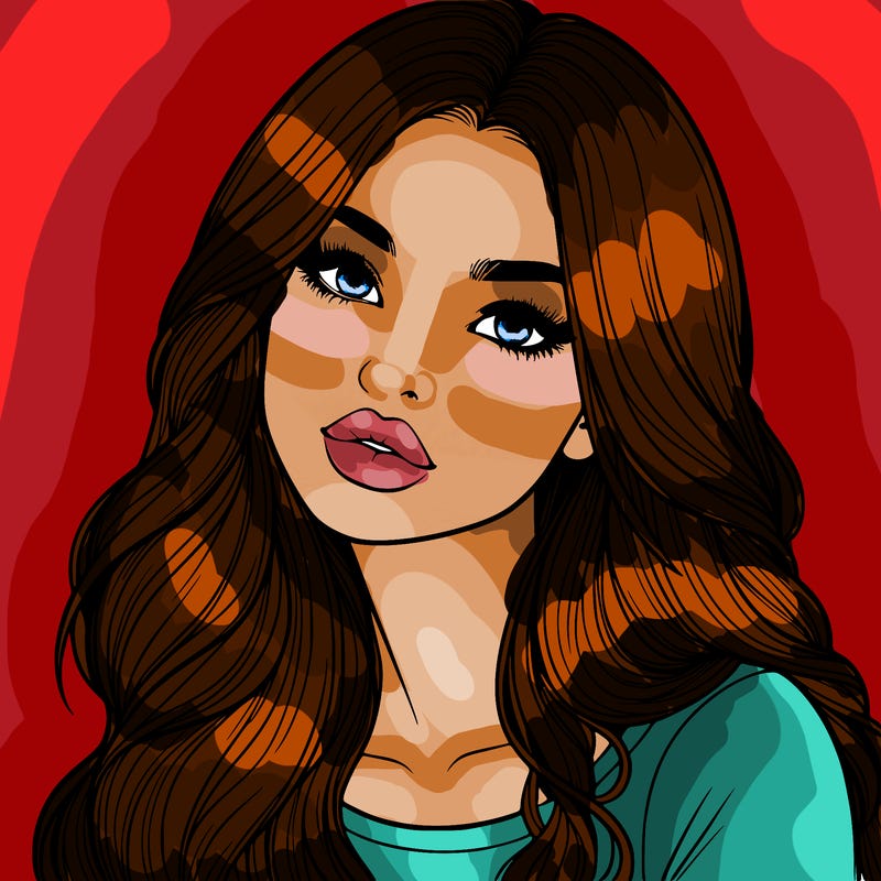 realistic girl with hair on her hair and lips