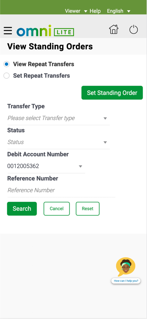 Ecobank Omni Lite - Interface Ecobank Omni Lite pour visualiser et configurer des virements permanents et des virements répétés pour les services bancaires aux entreprises.