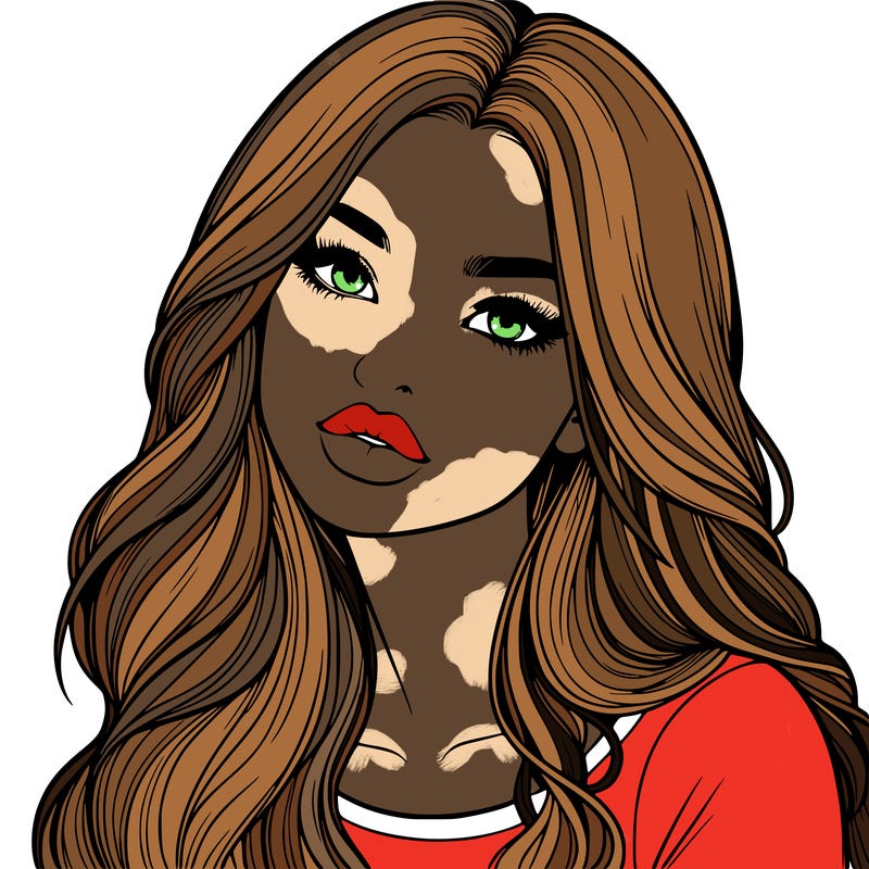 realistic girl with hair on her hair and lips