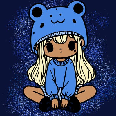 a girl wearing a frog hat and some frog socks