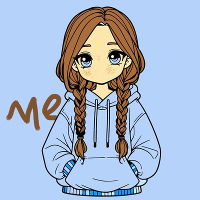 a realistic girl with a oversized hoodie and she has braids