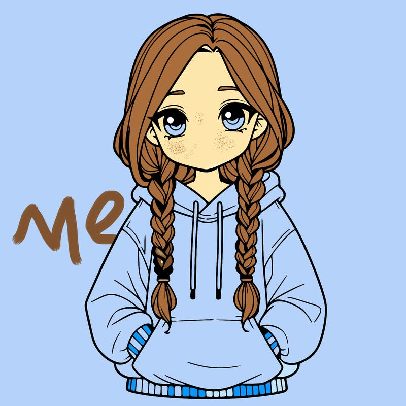 a realistic girl with a oversized hoodie and she has braids