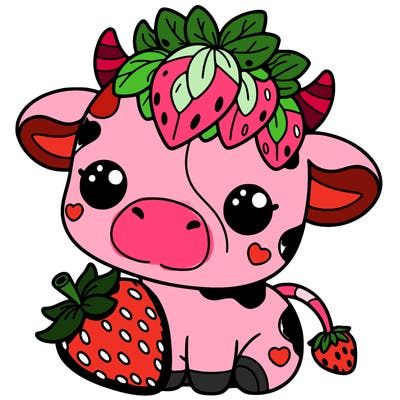cute strawberry cow
