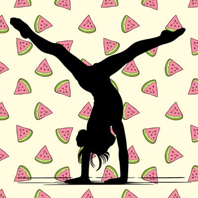 realistic gymnastic hand stand girl in four splits