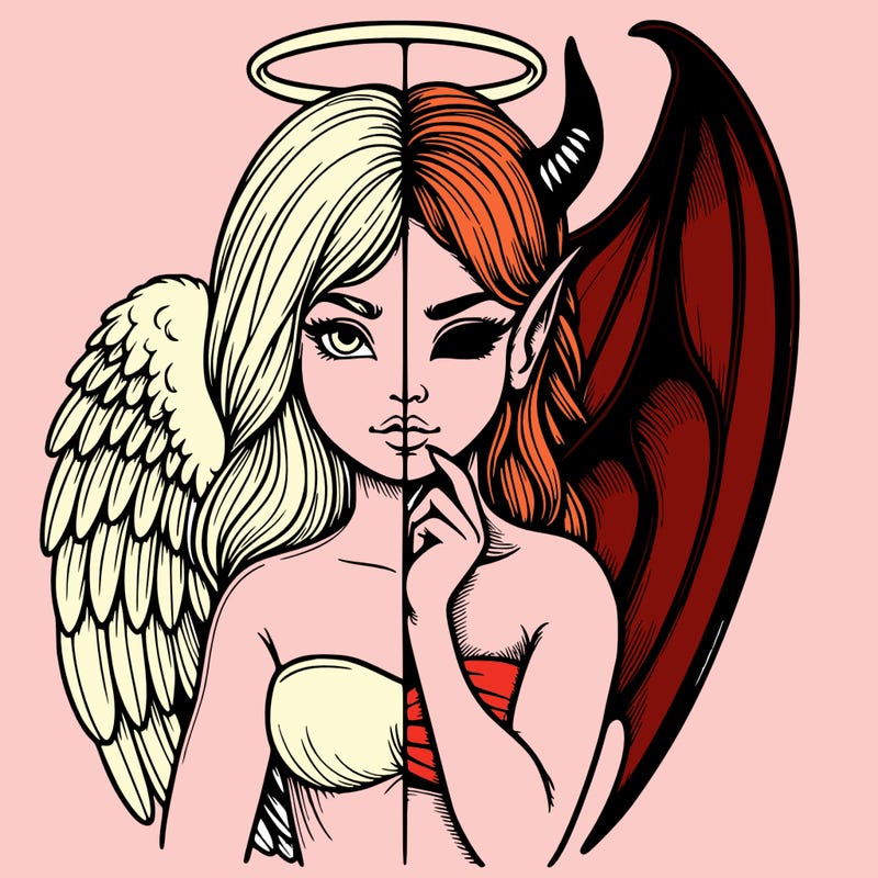 realistic angel half demon
