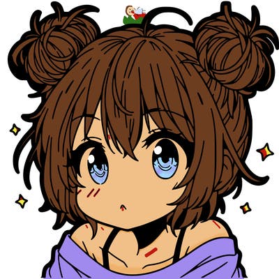 a manga girl with messy small buns