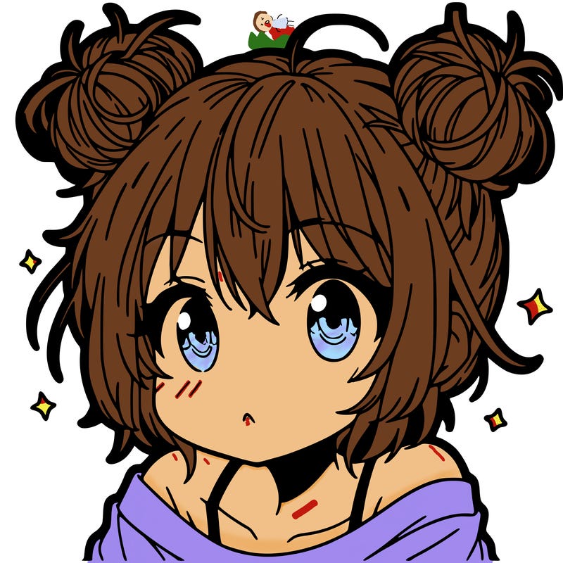 a manga girl with messy small buns