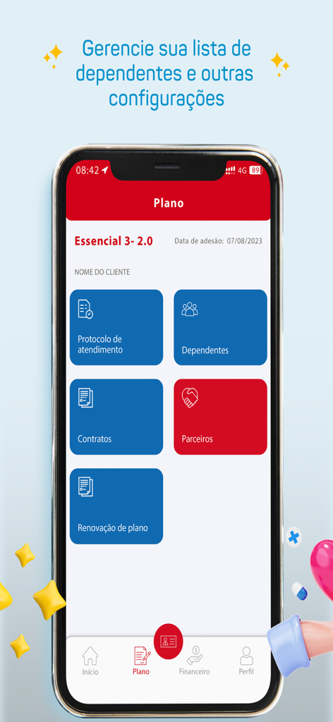 Vicente Lemos - Vicente Lemos app screen for health plan management and dependents list
