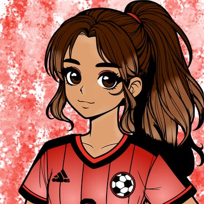 realistic girl wearing a soccer jersey
