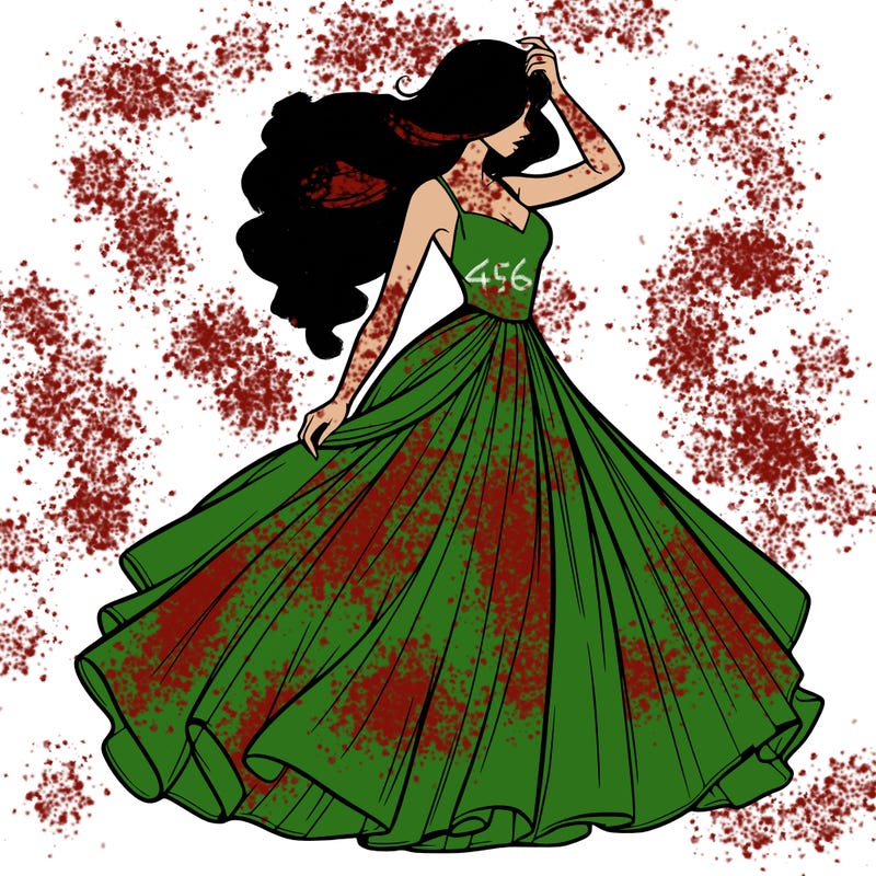 realistic woman with dress flowing in the wind