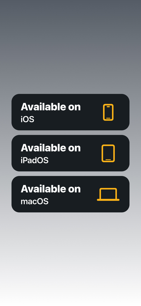 Solid Calendar - Interfaz de la aplicación Solid Calendar mostrando disponibilidad en iOS, iPadOS y macOS con iconos de dispositivos.