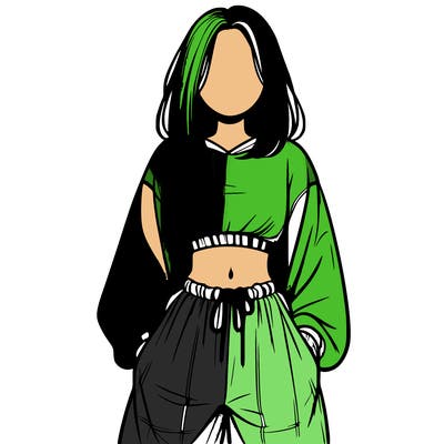 realistic girl faceless with baggy pants and a crop top