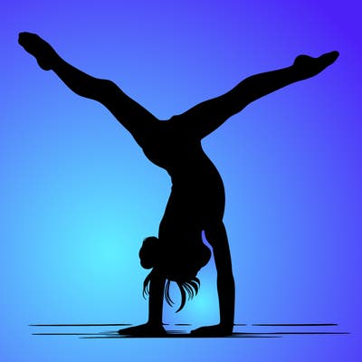 realistic gymnastic hand stand girl in four splits