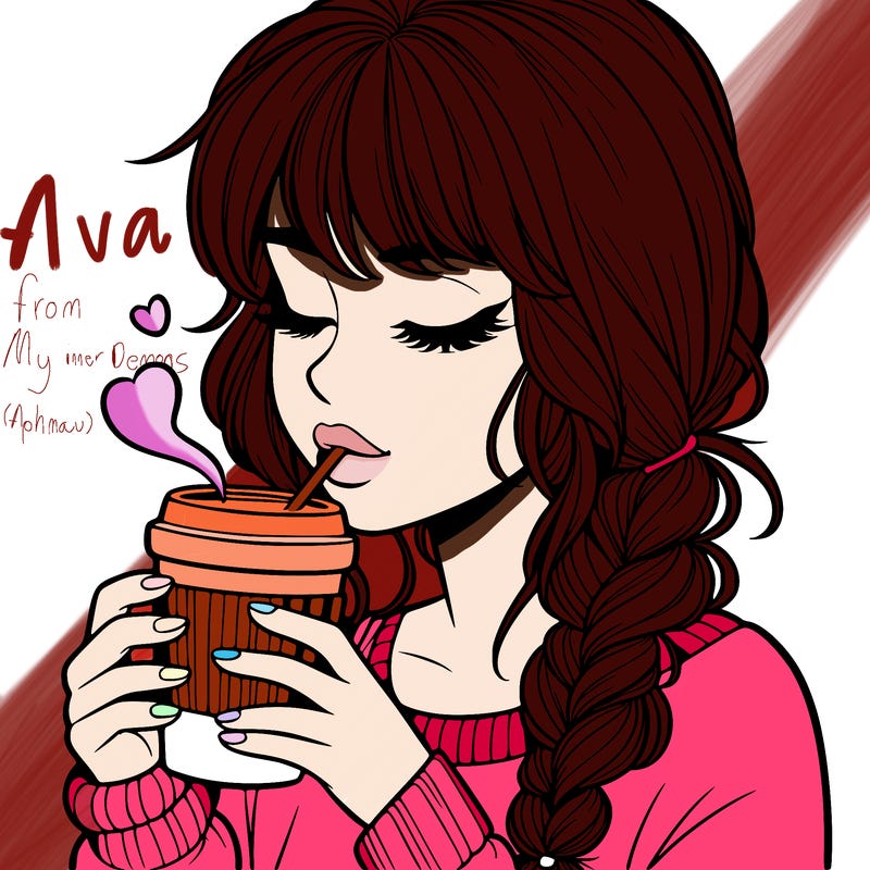 realistic girl drinking coffee