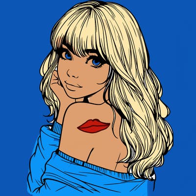 realistic girl with bangs looking over her shoulder