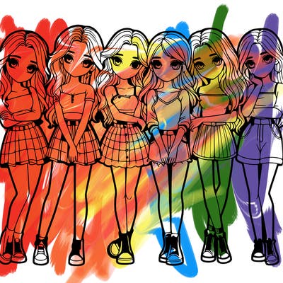 a group of girls realistic