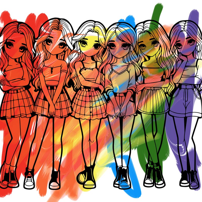 a group of girls realistic