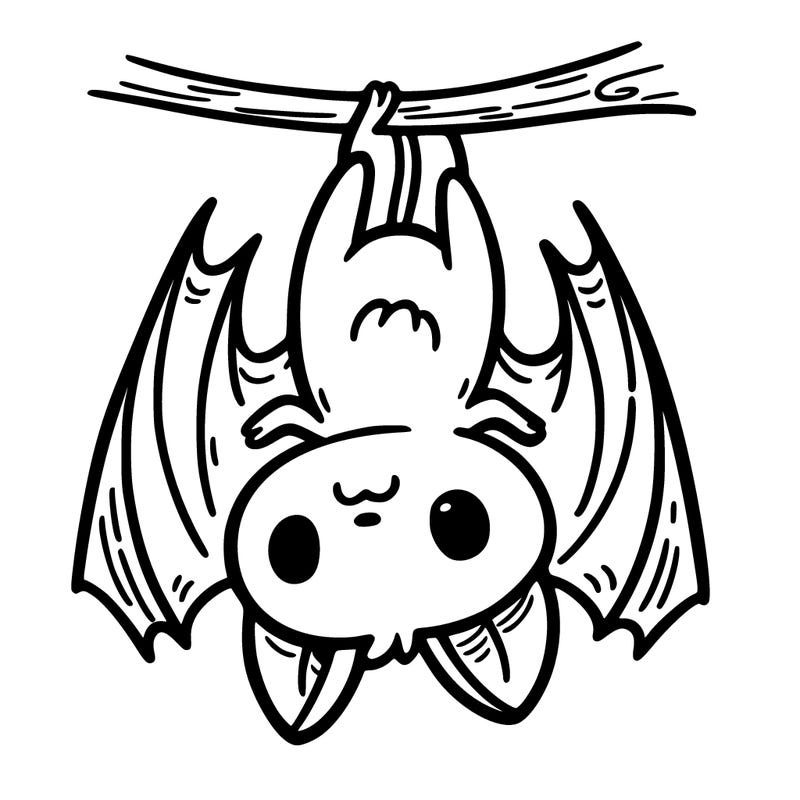 a simple bat hanging upside down