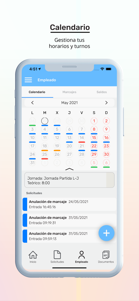 Nubhora - Nubhora app calendar screen showing employee work schedules and shift management