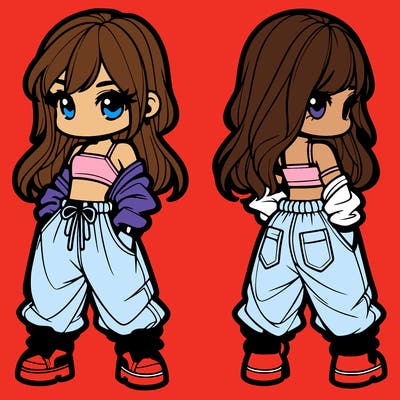 girl in crop top and baggy pants