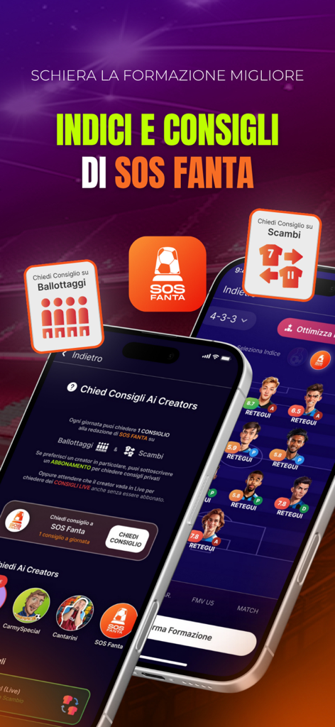 FantaLab Manager - Fantacalcio - FantaLab app screen showing expert advice for fantasy soccer lineups and player trades