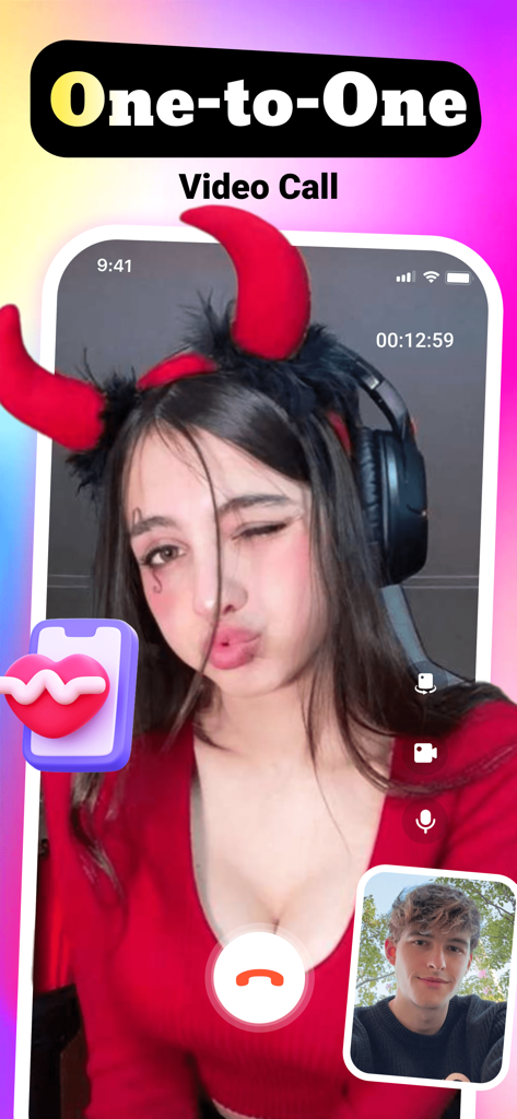 Dress：Video Call，Connect Share - Screenshot of a one-on-one video call interface in the Dress app