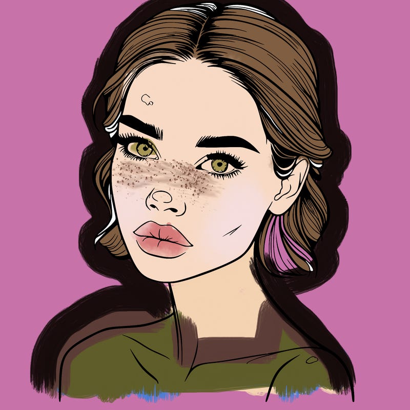 a fashion model with skin marks on her face realistic