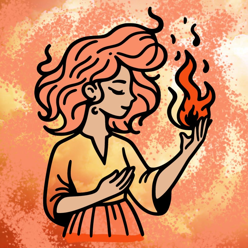 woman with fire