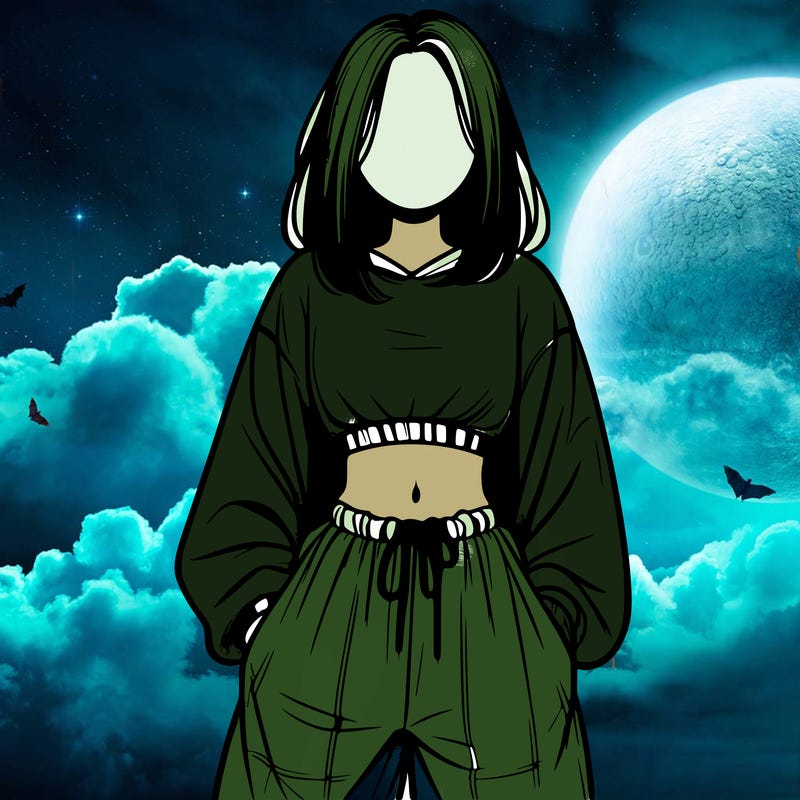 realistic girl faceless with baggy pants and a crop top