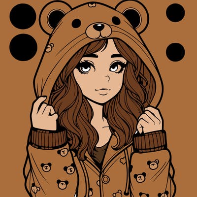 realistic girl in a animal pjs hoodie