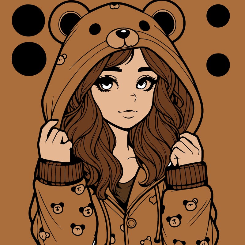 realistic girl in a animal pjs hoodie
