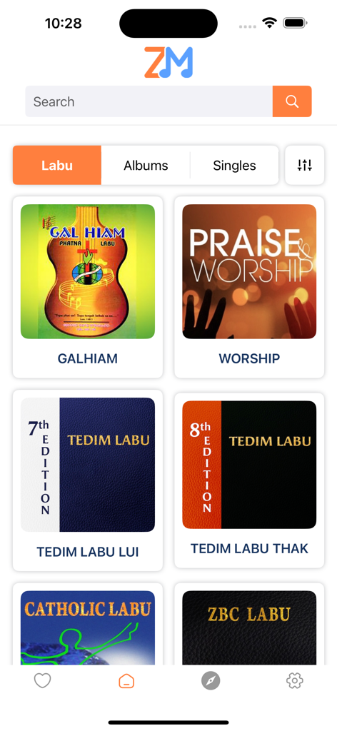 ZomiVerse - ZomiVerse app interface displaying a collection of digital Zomi hymnbooks known as Labu.