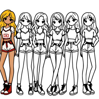 a group of girls wearing crop tops and shorts