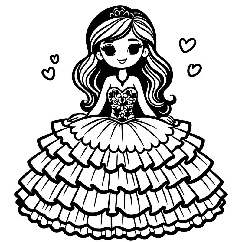 quinceanera girl with her dress
