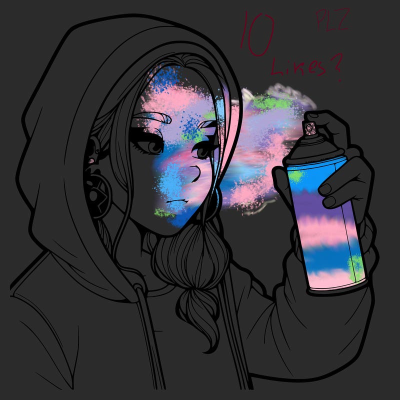 a realistic girl, spray painting