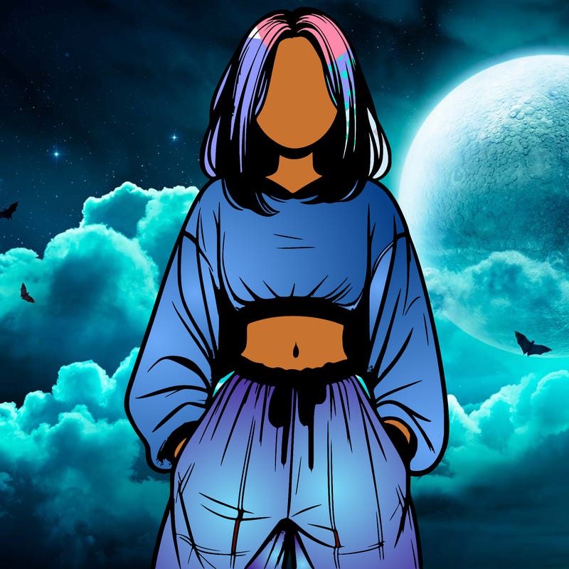 realistic girl faceless with baggy pants and a crop top