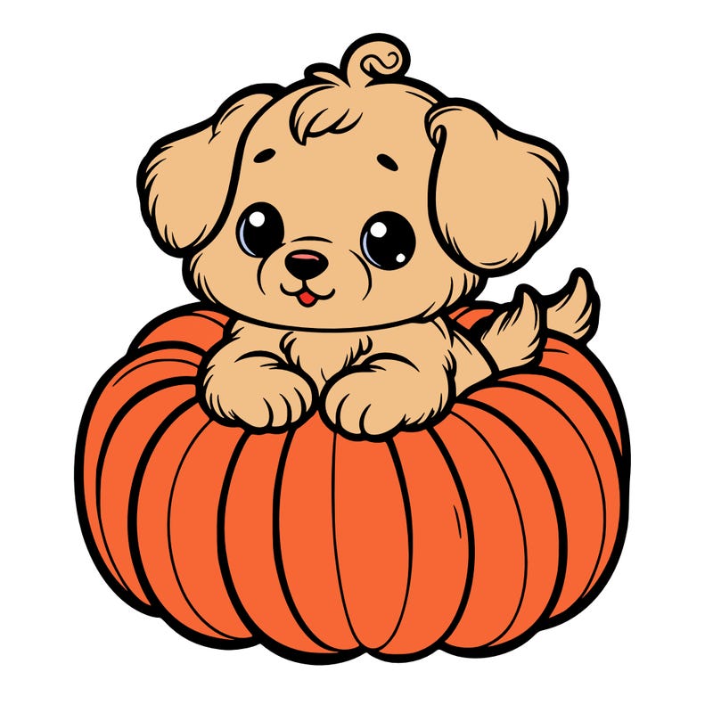 cute little puppy in a pumpkin