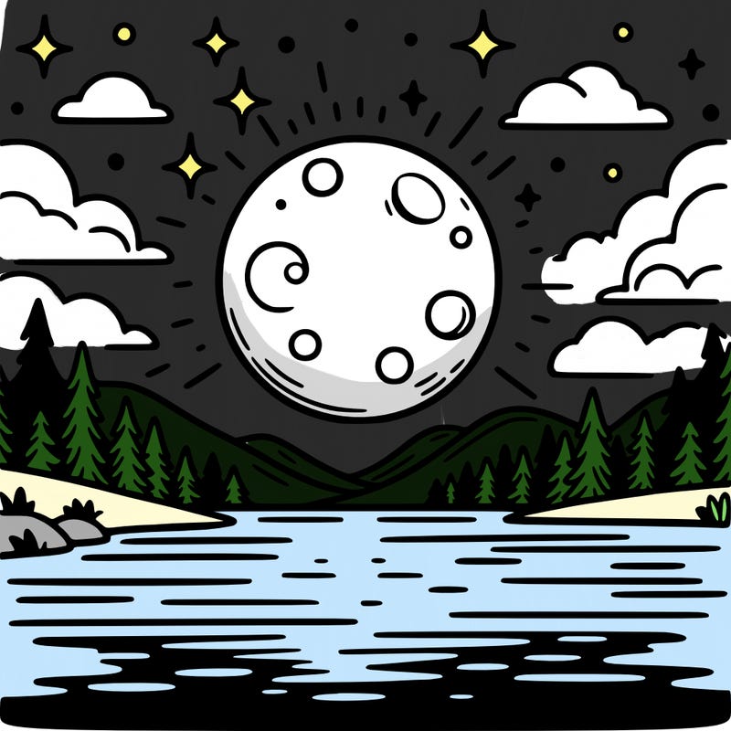 moonlight shining on a lake